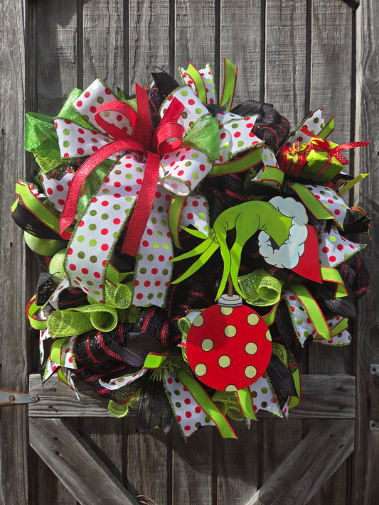 Grinch Hand Christmas Wreath